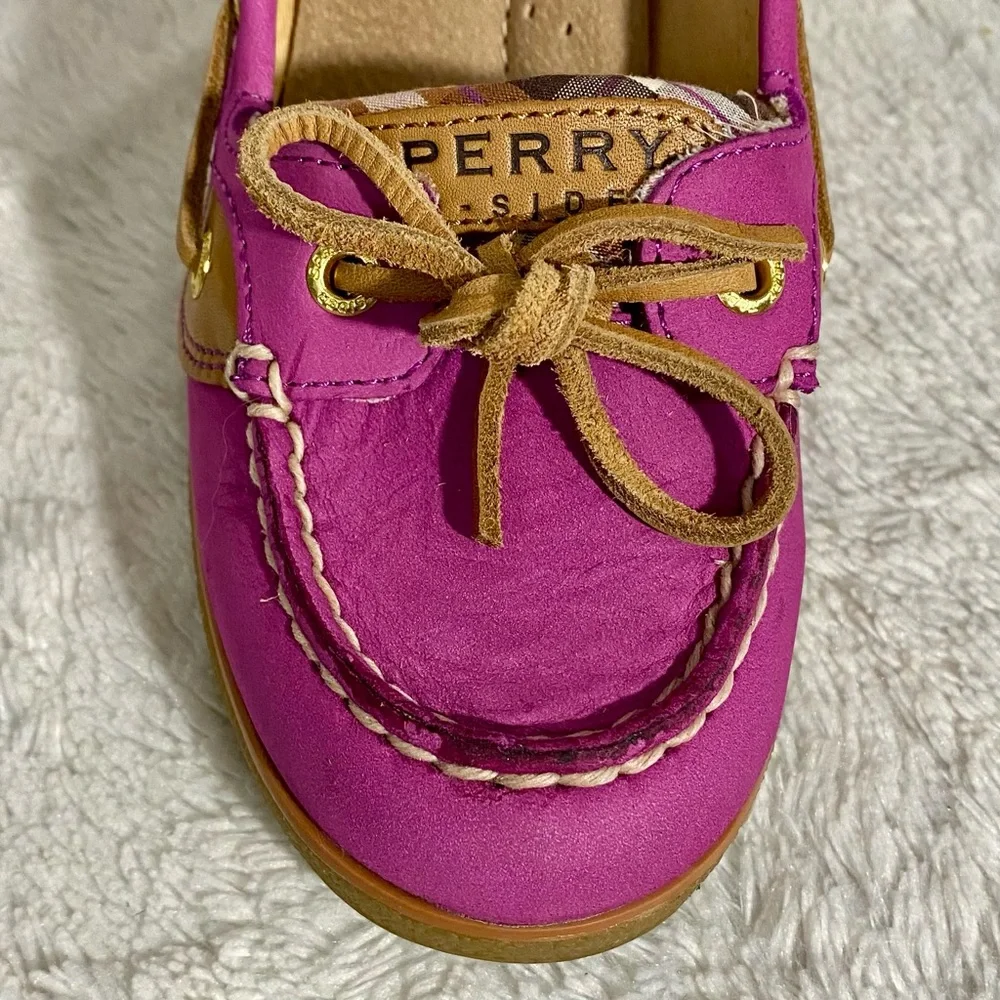 Sperry Top-Sider Goldfish Pink Tan Plaid Wedges Women’s Size 7.5M